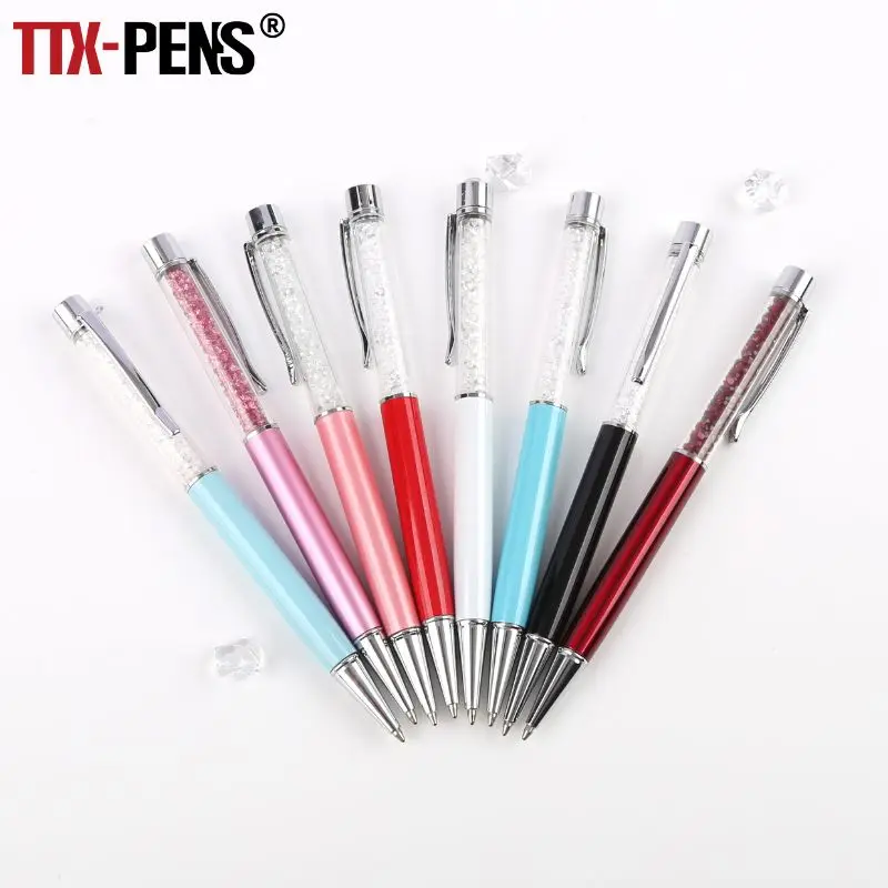 TTX Elegant Silver Glitter Crystal Office Metal Ball Pen Conference Pen With Pendant