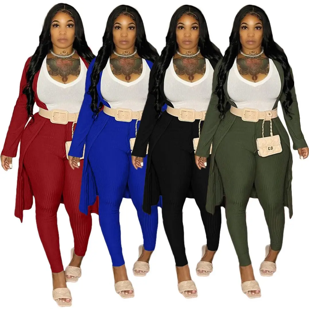 

Casual workout suit for ladies leggings women 3 piece set clothing fall set woman, Picture
