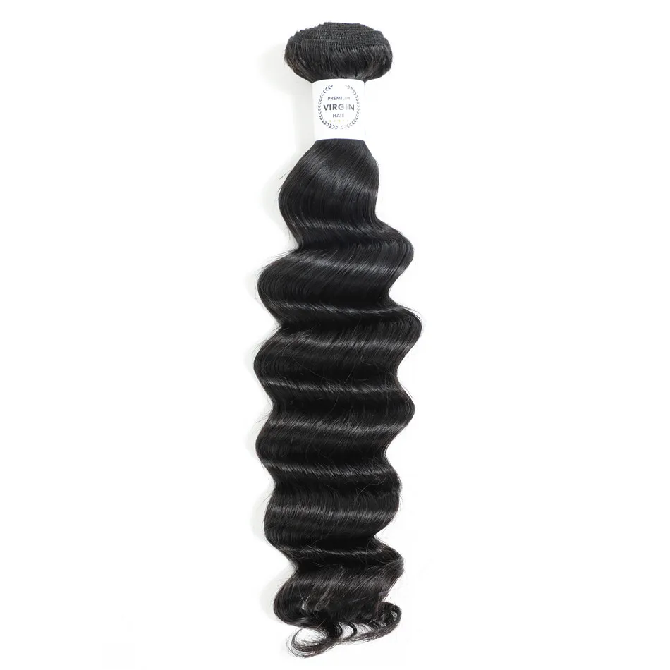 

Papal Accept 8A Loose Deep Wave Bundles with Closure Peruvian Hair Remy 100% Human Hair Bundles with Fronta