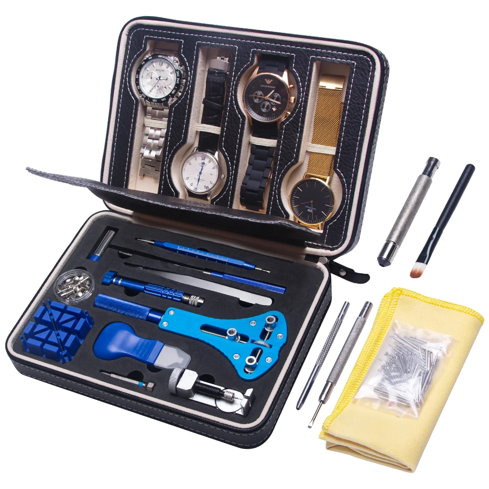 

Blue Ghost 2019 new style Watchmakers Tools Back Case Opener Link Remover Spring Bar Tool Watch Repair Tool Kit, Black or brown