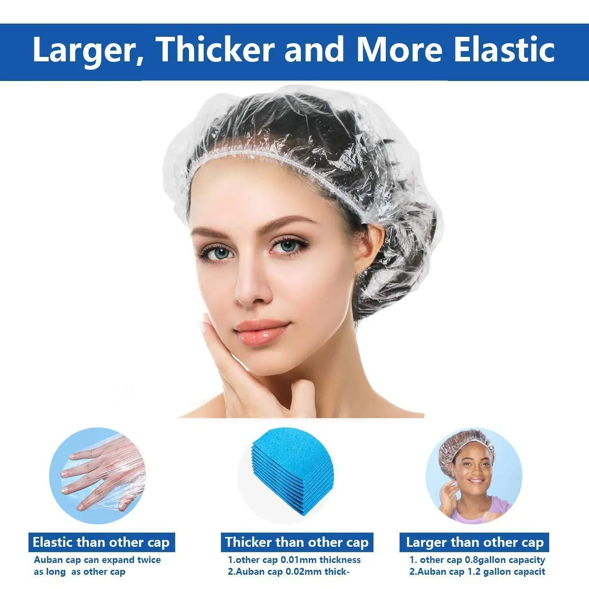 Disposable Hair Plastic Shower Cap - (Pack of 100) Clear Women Shower caps  Waterproof Bath Hat Processing Hair Cover for Treatment Spa Hair Salon and