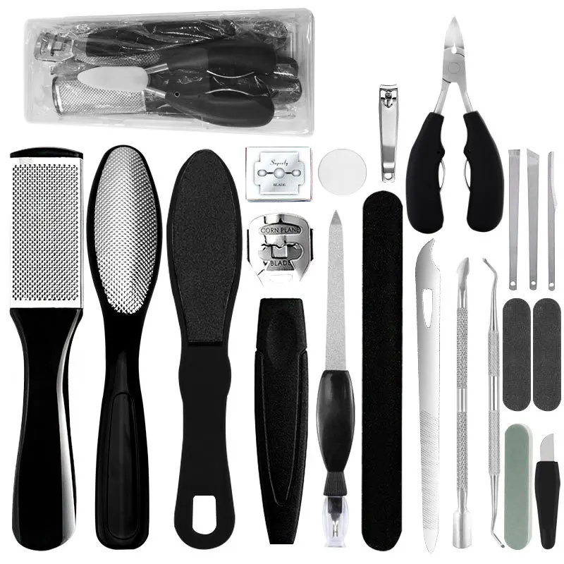 

Professional Pedicure Tools Set Foot Care Pedicure Kit Stainless Steel Foot Rasp Foot Dead Skin Remover Pedicure Kit, Black