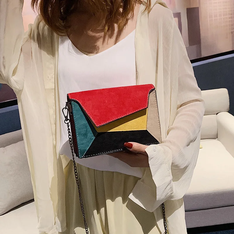 

Drop Shipping Wholesale bolso borse Fall Winter 2021 Suede Shoulder Beg Girls colour square small bags Ladies Purse And Handbag, 4 colors