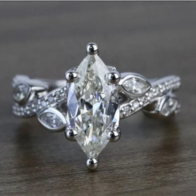 

Delicate Twine Design Women Ring Marquise Crystal Stone Full Paved Dazzling CZ Wedding Party Finger Rings Trendy Jewelry