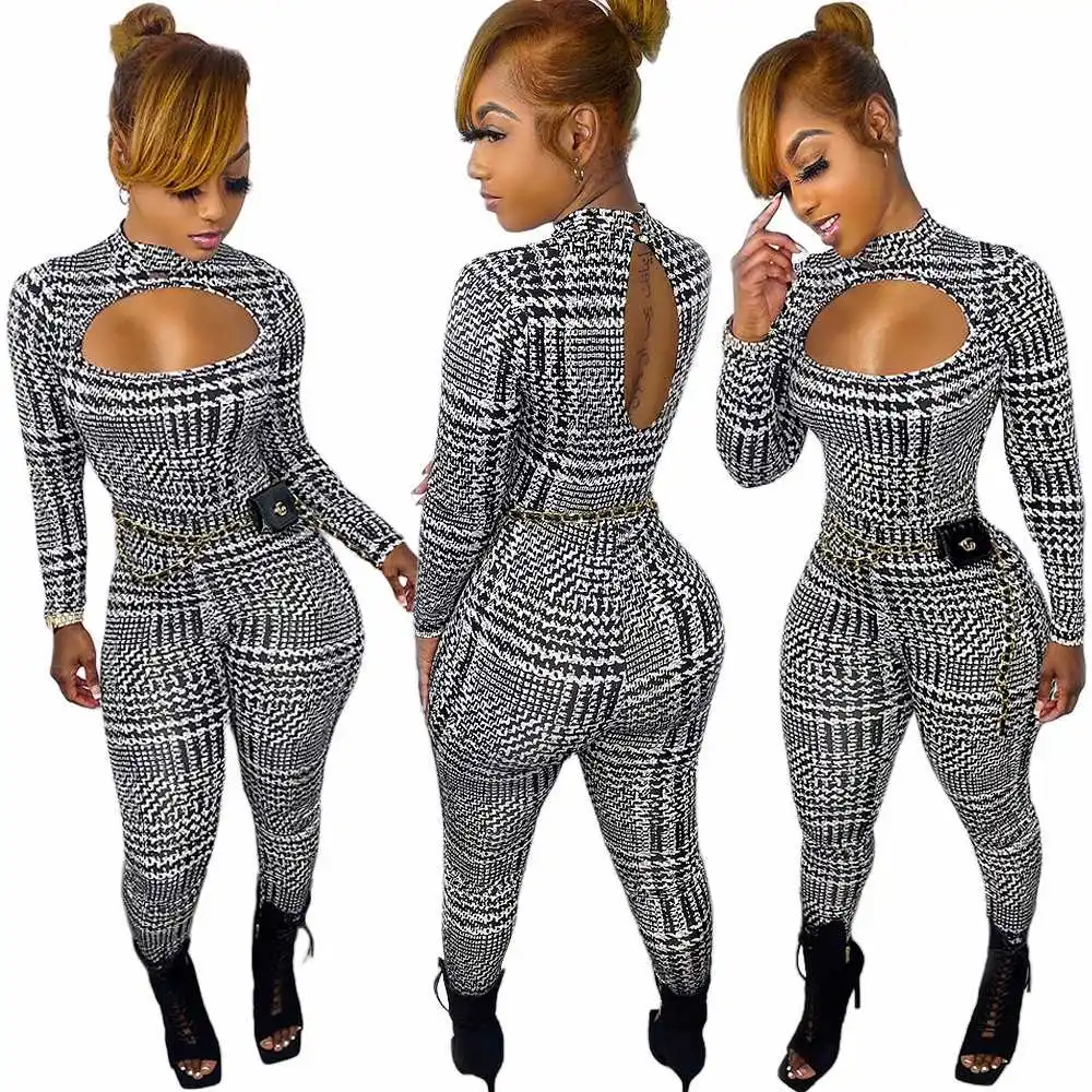 

Fall 2021 Women One Piece Jumpsuit Leggings Winter Outfits Tracksuit Bodysuit Women Fashion Jogger Sets Plaid Jumpsuits Rompers
