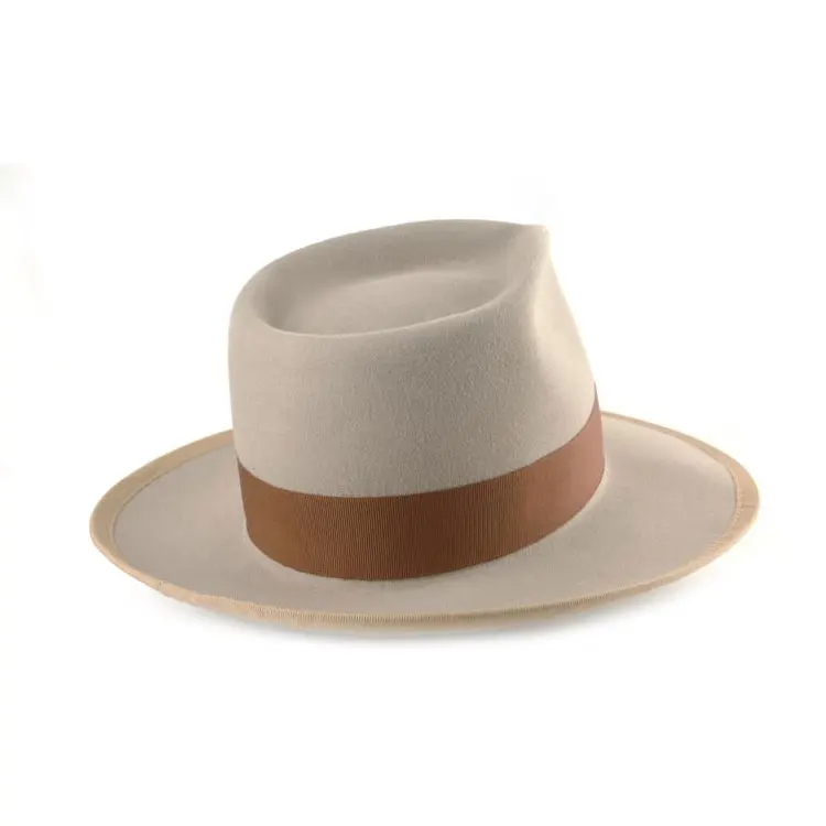 Wholesale fashion 100 % wool in stock wide brim felt fedora hat