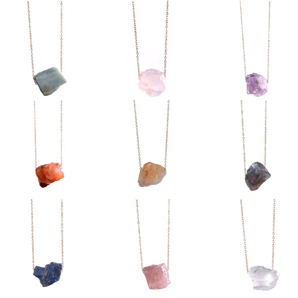 

Colorful Reiki Healing Crystal Stone Irregularity Adjustable Natural Gemstone Necklaces for Women and Men, Picture
