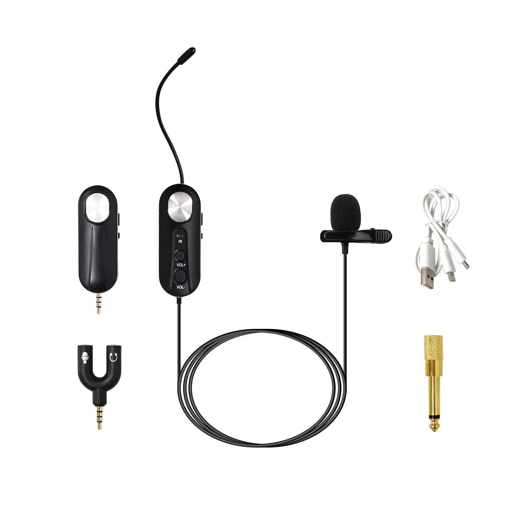 

UHF headset Wireless Lavalier Lapel Clip-on Mic for iPhone Android Microphone Phone UHF Voice Video Recording Microphone
