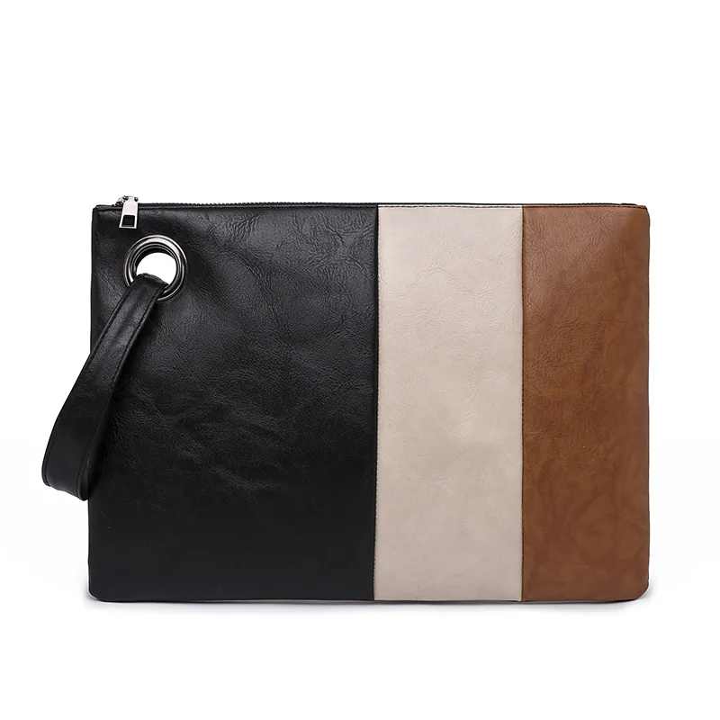 

Elegant Stylish PU Leather Ladies Clutch Bag Retro Purses Envelope Slim Clutch Handbag Evening Clutch Bags for Woman, Brown, black, cream, gray and stitching color