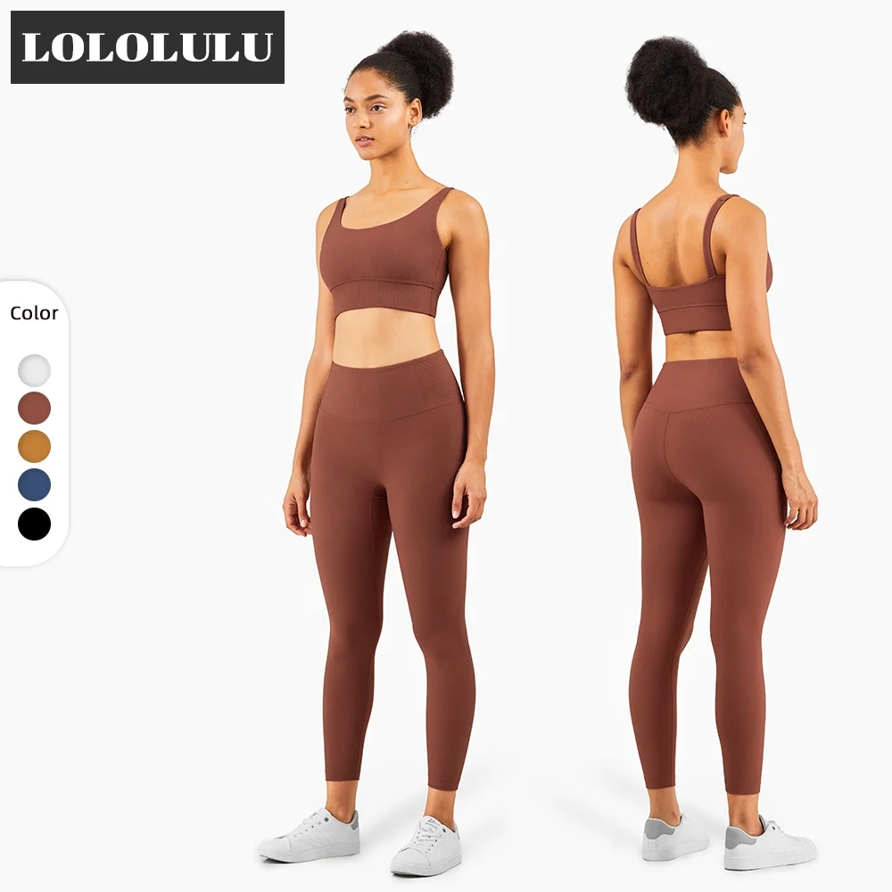 

LOLOLULU High Quality Sexy Women Sport Suit Stretch High Waist Gym Yoga Fitness Yoga Sets, Customized colors