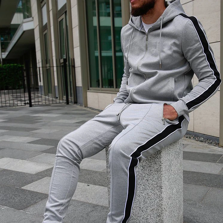 

Custom logo men casual sweat suit tracksuit cotton brown unisex jogging sweatsuit pullover hoodies set, 3 colors
