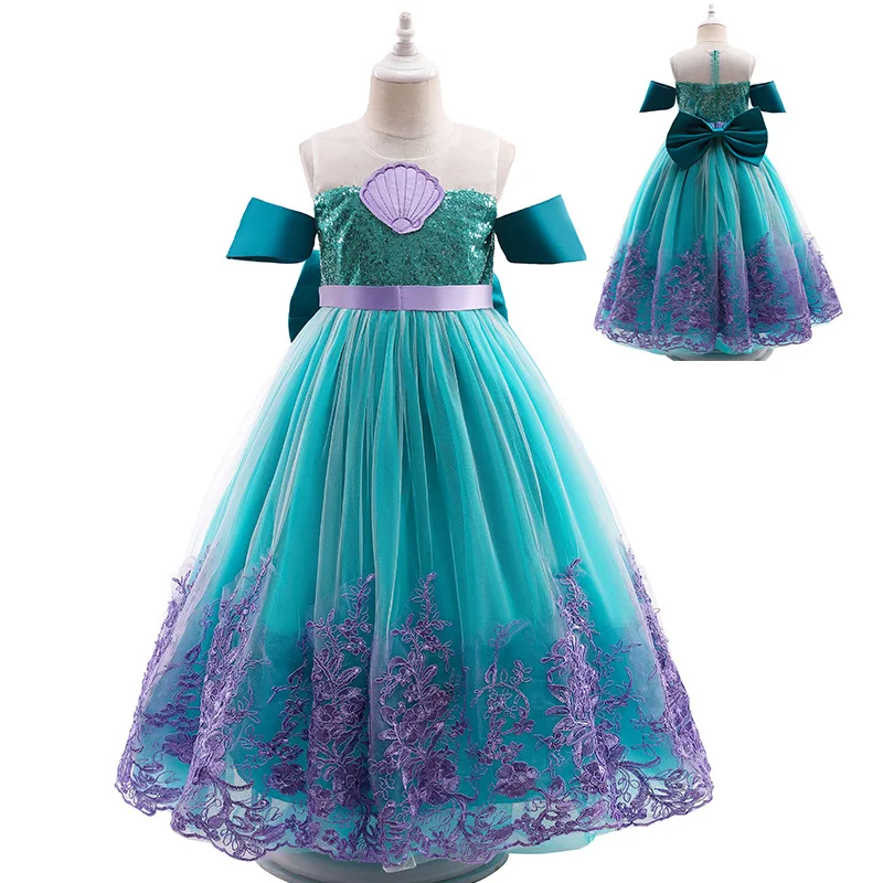 

MQATZ Mermaid Costume Dress Hot Sale Costume Princess Kids Dress Girls Party Dress Cosplay Age 2-10 Years Old Children, Green,purple