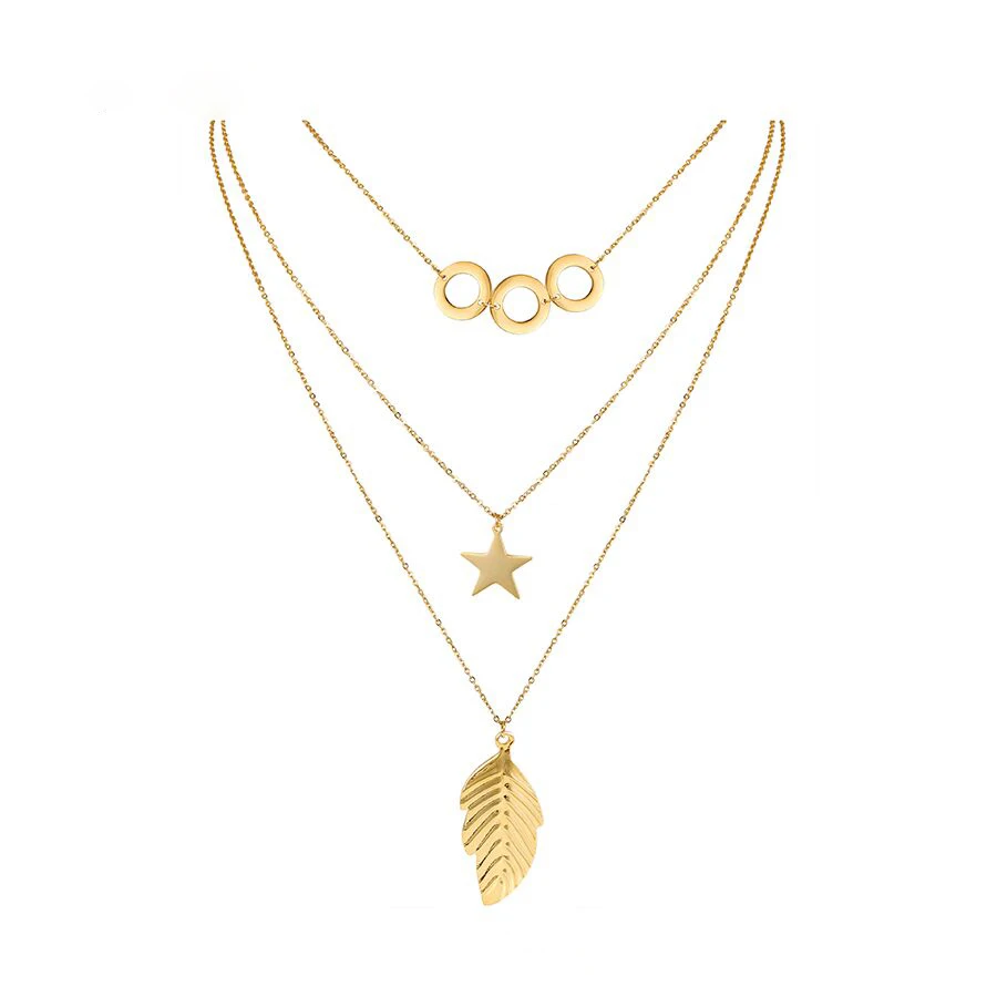 

necklace-00931 Xuping Leaf pendant necklace stainless steel women necklace gold