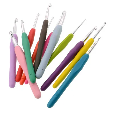 

9Pcs/Set Multicolor Plastic Handle Aluminum Crochet Hooks Knitting Needle Set 1mm-2.75mm Yarn Sweater Weave Craft Tools, Multi-color