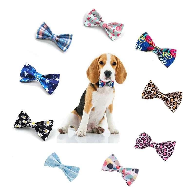 

Wholesale New Fashion Pet Colorful Printing Dog Accessories Luxury Bowtie Collar Dog Bow Tie