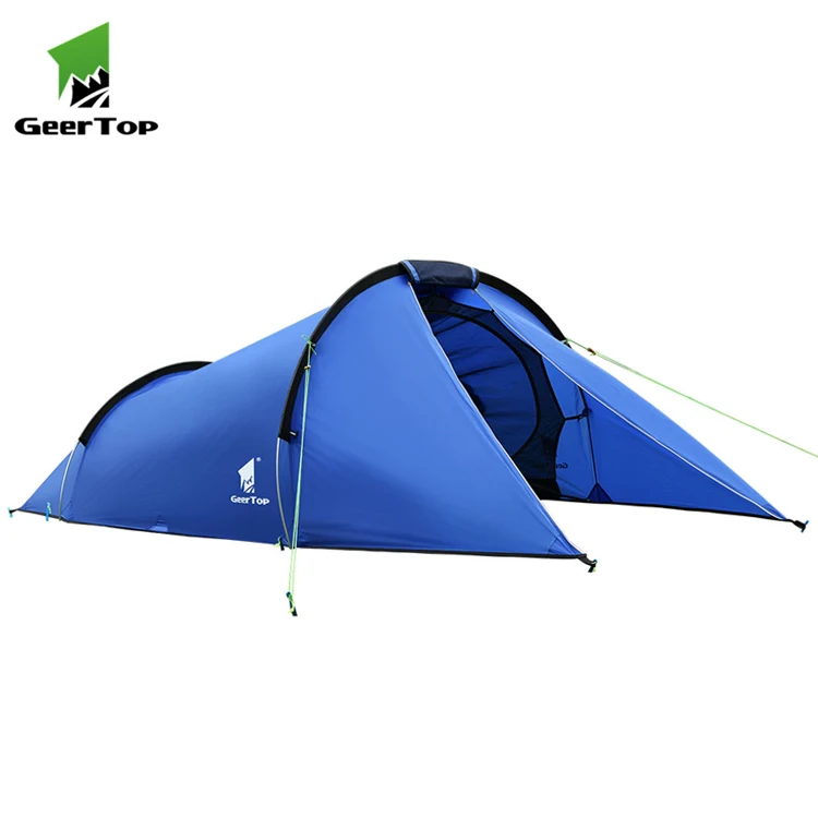 

Hot Sale Geertop Two person double layers outdoor leisure waterproof camping tunnel tent