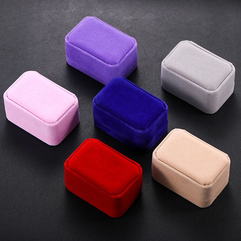 

Dropshipping Gift No MOQ Wholesale Colorful Ring Earrings Jewelry Set Mini Velvet Jewelry Box