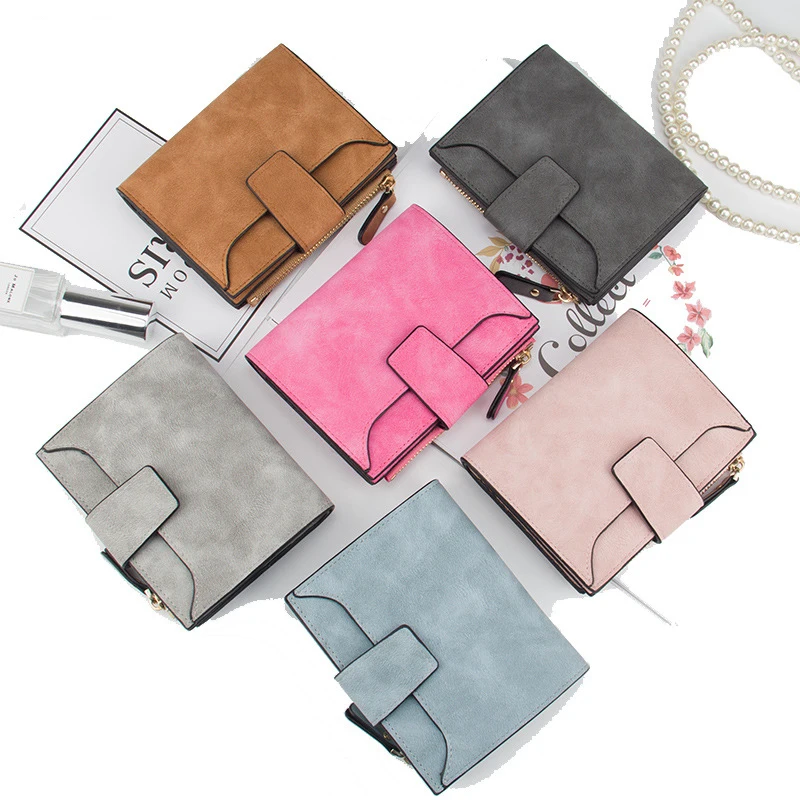 

Professional PU PVC Wallet Supply Ladies Coin Purse Multi-card Slot Zipper Tri-fold Card Holder Frosted Leather Wallet