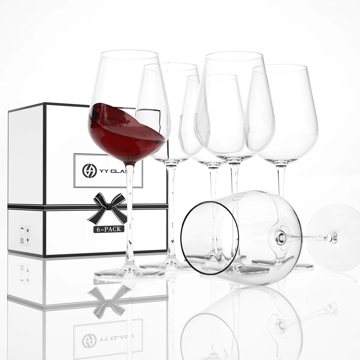 

Ready To Ship High Quality Luxury High-End Custom Logo Lead-Free Crystal Foam Packaging 6 Sets Of Sublimation Red Wine Glasses