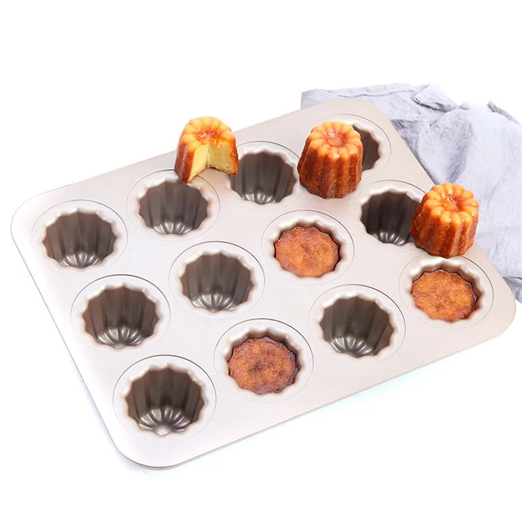 

CHEFMADE Canele Mold Cake Pan, 12-Cavity Non-Stick Cannele Muffin Bakeware Cupcake Pan for Oven Baking