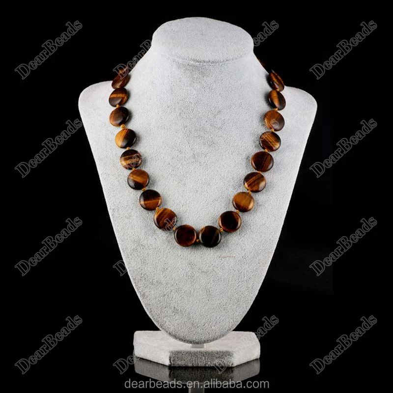 Great Varieties Cheap Flat Round Coin Necklaces Jewelry Gemstone With Alloy Findings