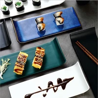 

2020 new trend Japanese creative rectangular flat ceramic sushi dessert plate home breakfast dish plate