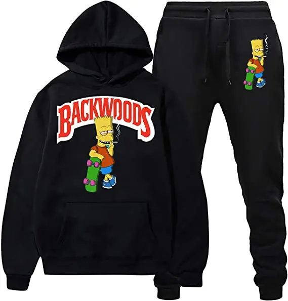 

New design custom mens hoodie and sweatpants set backwoods cigar organic cotton hoodies luxurious loose sweatshirt hoodies