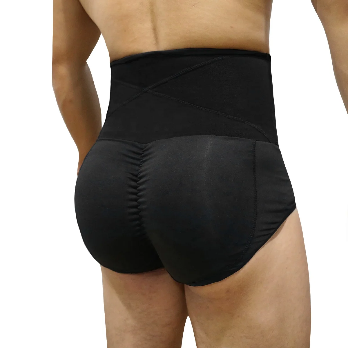 

Three Steel Boned Middle Waist Men Body Shaper Slimming Briefs Tummy Control Seamless Butt Lifter Thong Panty Shapewear, As picture