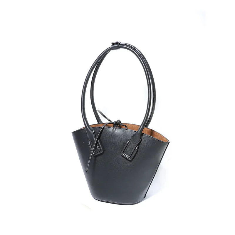 

Custom casual simple women shoulder hand bag ladies vegan tan leather shopper tote handbag, Black