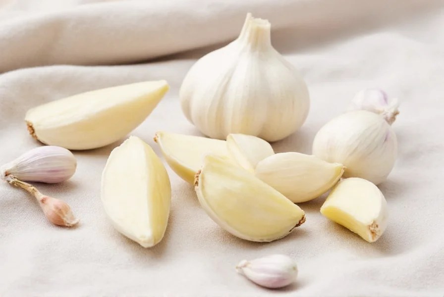 Assorted garlic bulbs showing different sizes and colors
