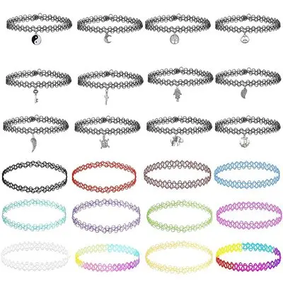 

L480 Chokers Girls Party Collares Stretch Elastic Bohemia Style Jewelry Tattoo Necklaces