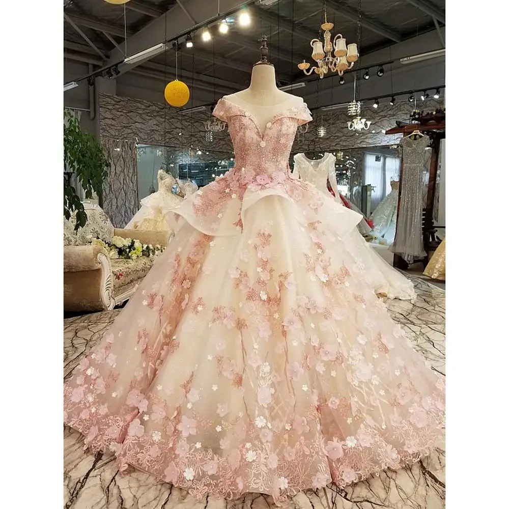 

Embroidered Vestidos De Novia Princess Puffy Rhinestone Korean Wedding Dress 3d Flower