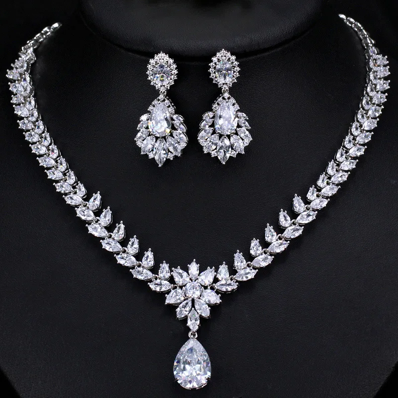 

Zircon 3A Set Luxury bridal party jewelry sets earrings and necklace two-piece jewelry sets