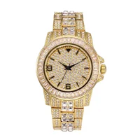 

MISSFOX Men's Watches 2019 Baguette Diamond Men Luxury Brand 18K Gold Waterproof Rollex Watch Quartz Wristwatch V291