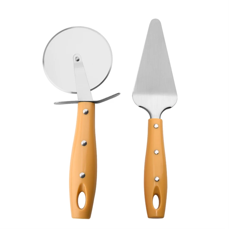 

New Design Stainless Steel Pizza Cutter Wheel And Pizza Peel Shovel Set, 3 colors