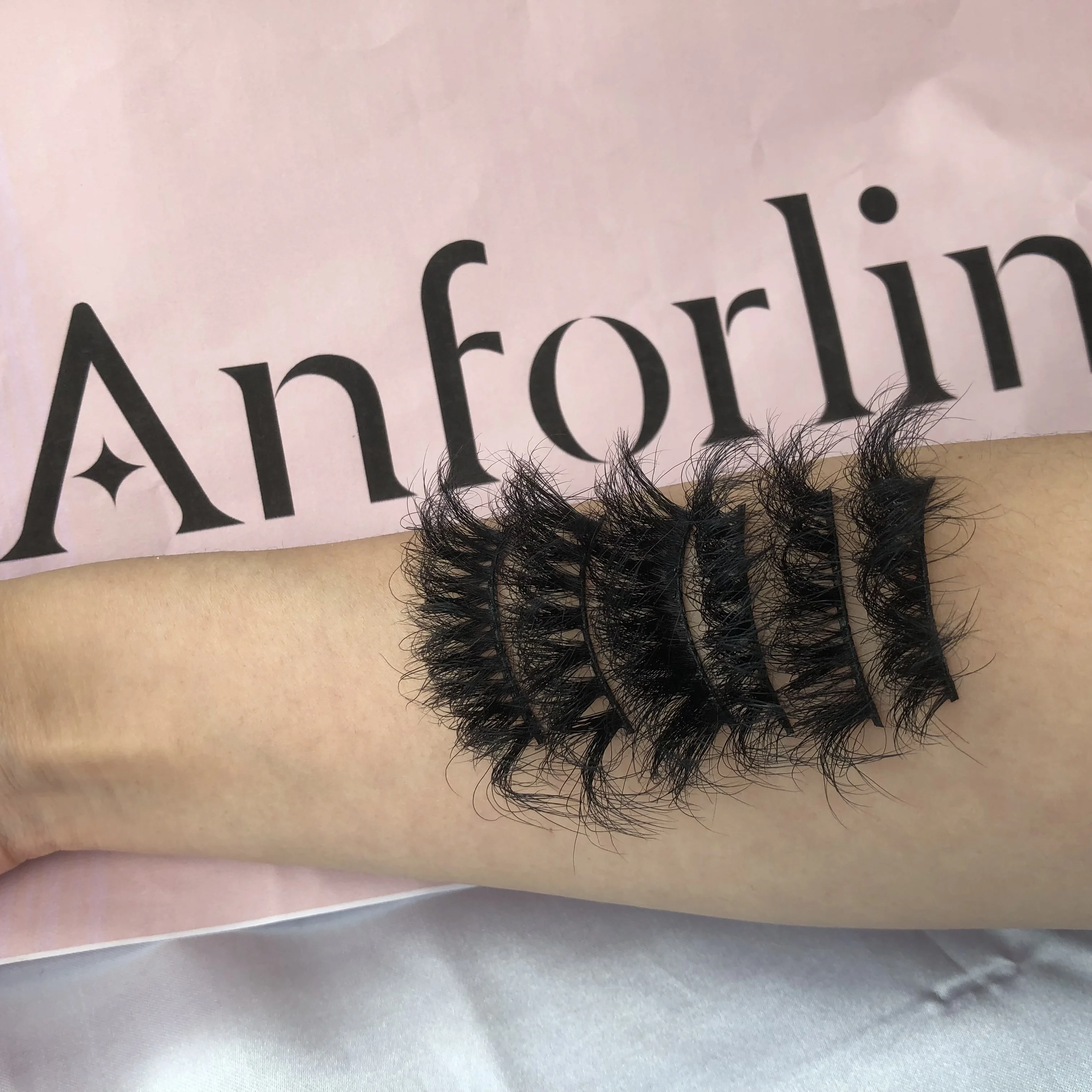 

Anforlin luxury individual false eyelashes lashbox packaging custom wholesale 3d fluffy real mink lashes