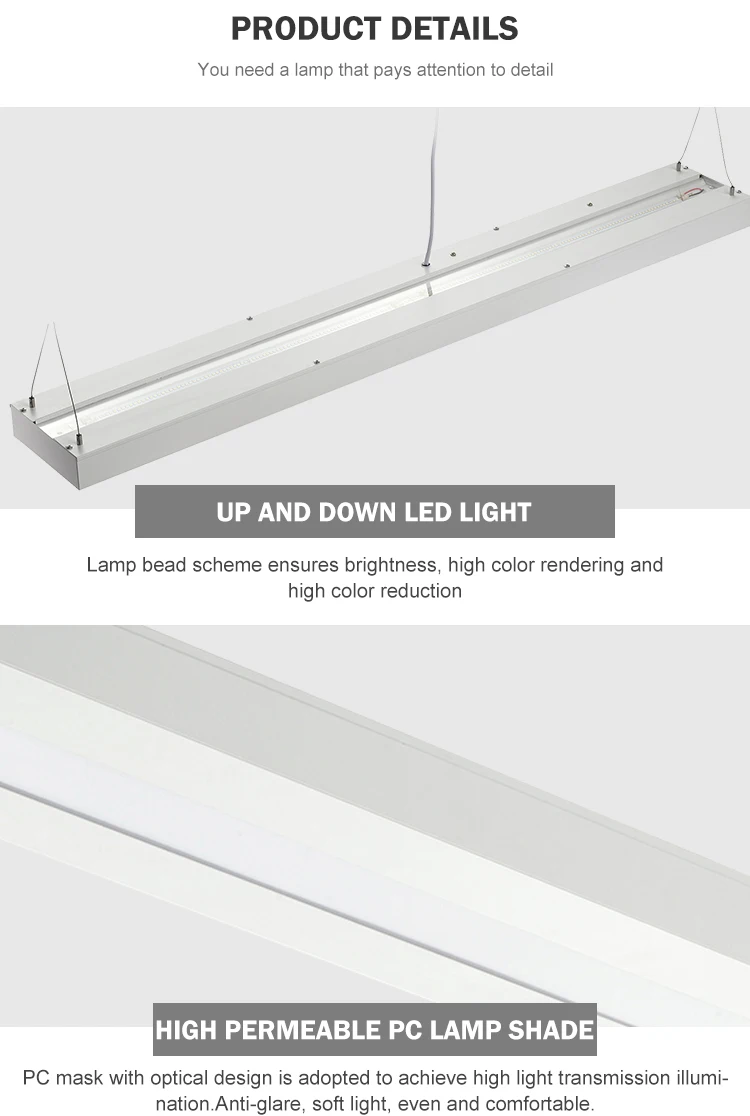 Saving enenrgy 4ft 5ft 40w 50w slim led liner batten light fixture