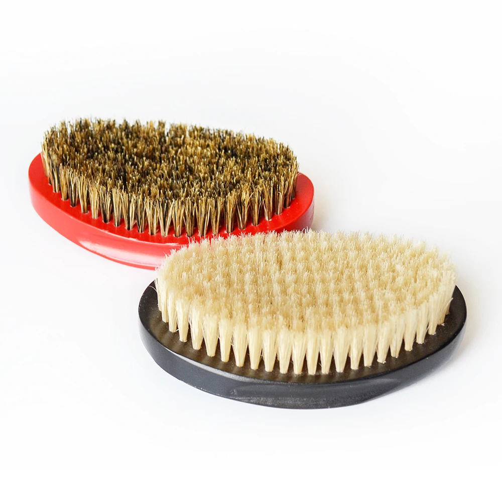 

Amazon Hot Selling Custom Logo Natural Wooden Round 360 Curve Wave Brush Wood Bristle Beard Brush For Man