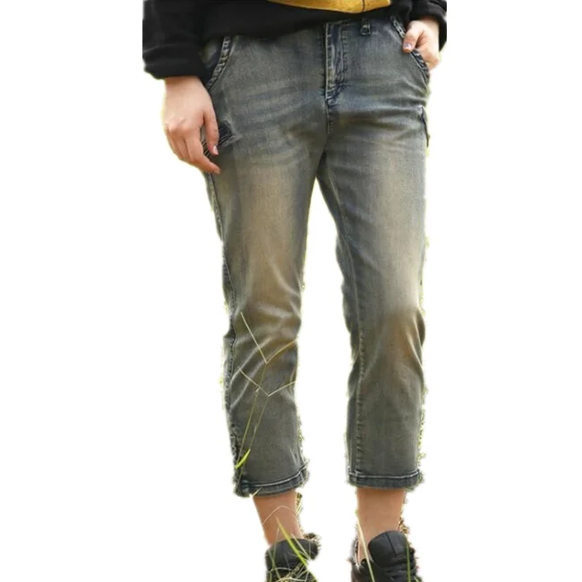 

New design Simple Slim Women's Jeans Cotton Model Basic Jean Button In-Stock Items