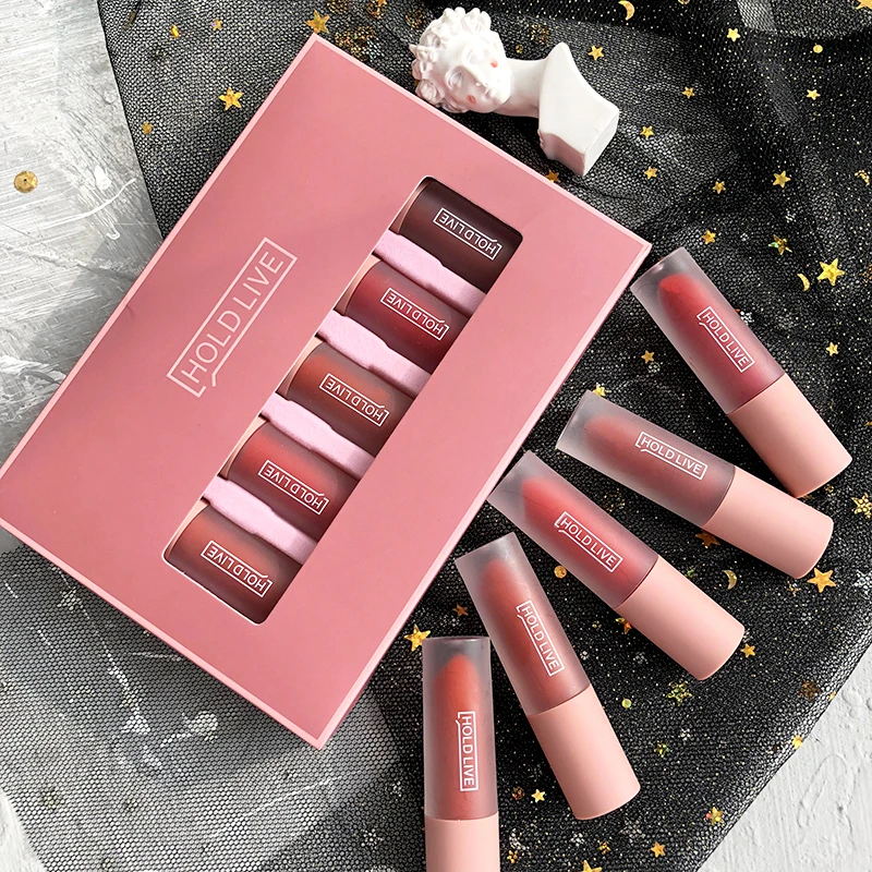 5pcs/set Matte Lip Gloss Set Waterproof Moisturizer Glitter Lipgloss Lip Tint Velvet Liquid Lipstick Korean Makeup Kit