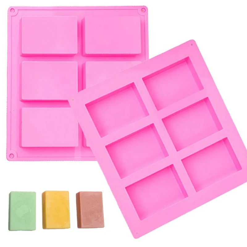 

6 Cavity Rectangle Soap Mold Handmade Silicone Soap Making Mold 6x100ml, Random color