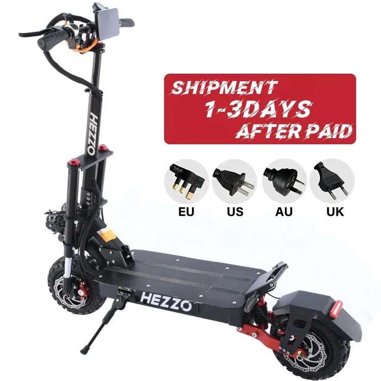 

HEZZO Free Shipping 60V 5600W 30AH 40Ah LG Battery 11 inch Foldable Off Road Fat Electric kick Scooters for Adult, Black
