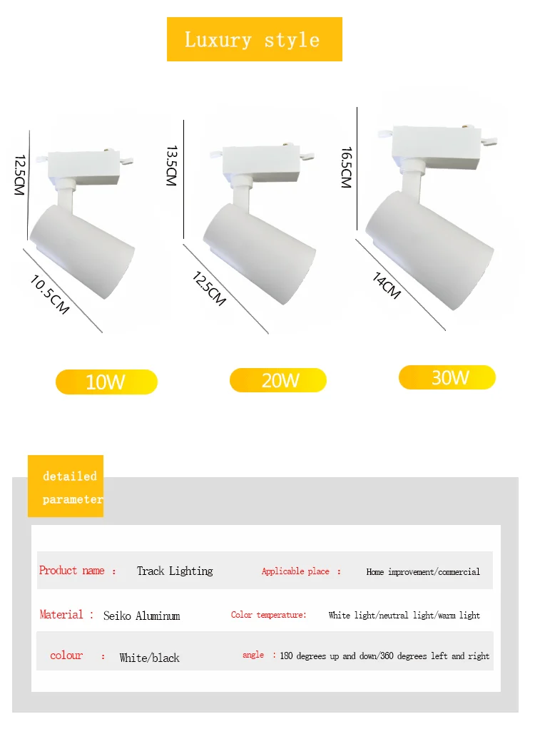 20W 30W Modern Customized Commercial Linear COB LED Spot Track Light Fixture