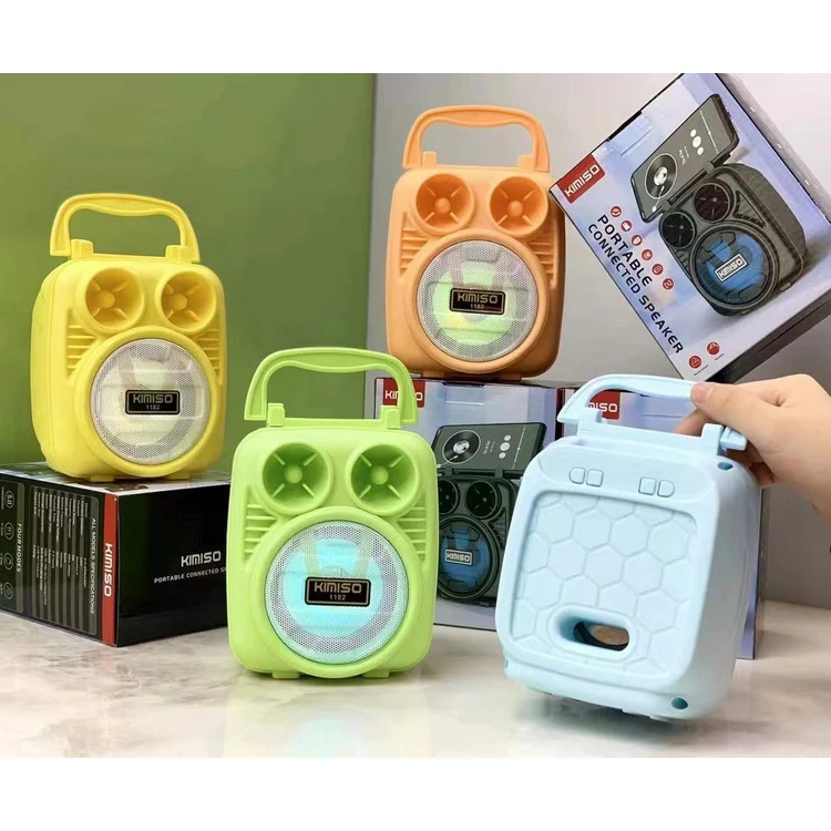 

KMS-1182 New Speakers KIMISO 3inch Macaron cute Mini Woofer Speaker With RGB Lights, Yellow/orange/blue/green/pink