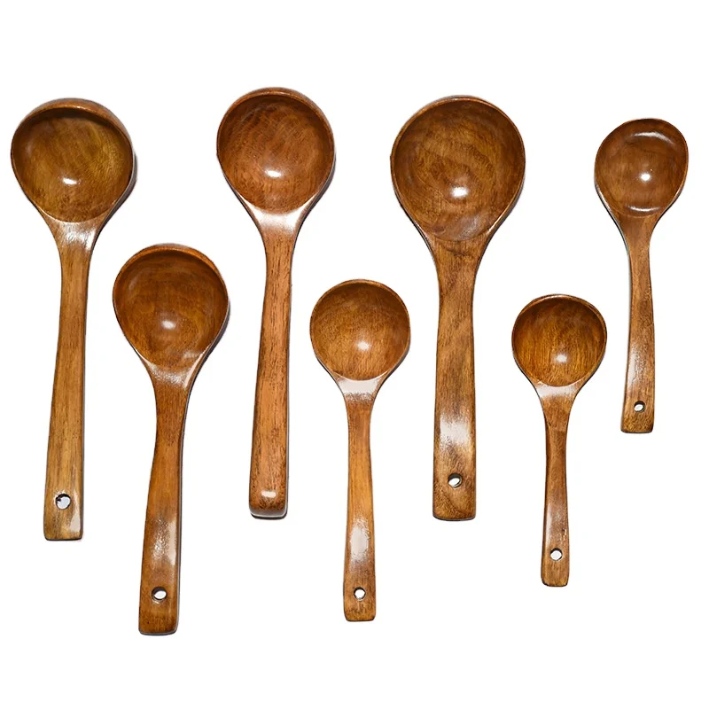 

Wooden Kemu Old Paint Meal Spoon Household Wooden Kitchenware Long Handle Porridge Meal Wooden Spoon