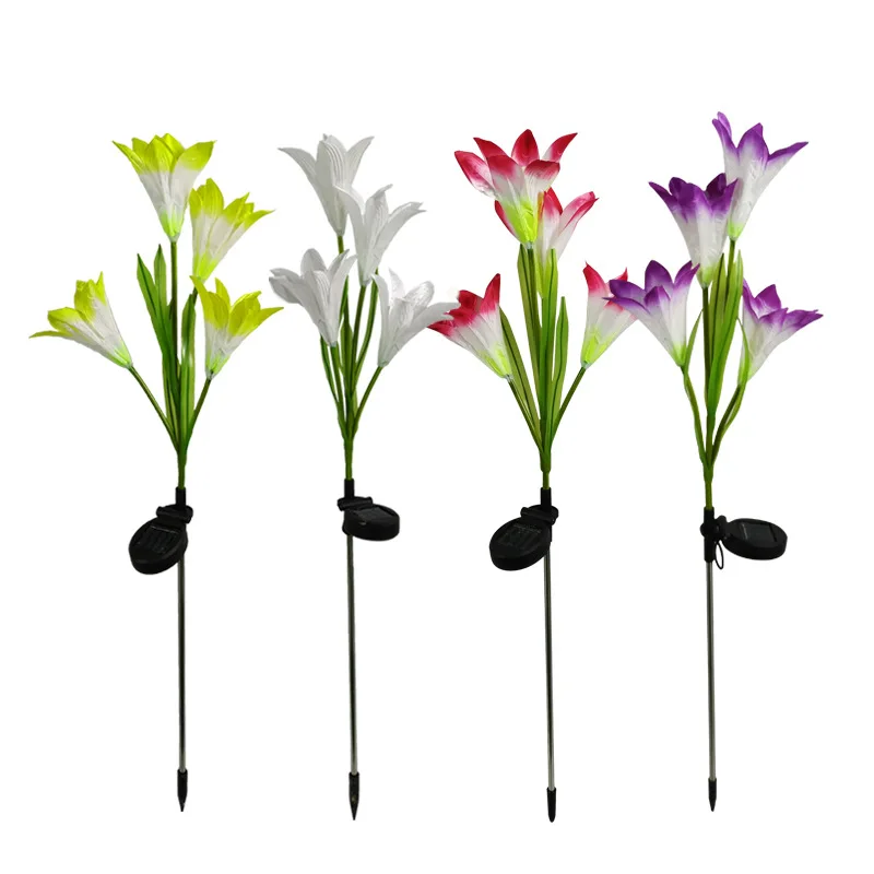 2pcs Solar Power 4 LED RGB Color Changing Outdoor Garden Lawn Landscape Patio Yard Stake solar lily flower