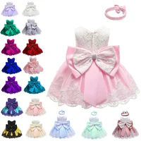 

Wholesale lovely bowknot baby girls dresses Christmas pageant baby clothes embroidered performance dress for baby girls