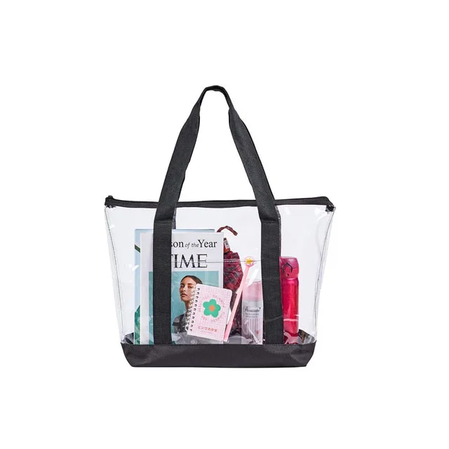 

Factory Wholesale Promotional Reusable Large Capacity Waterproof Beach Women Tote Bag Transparent PVC Bag, Customized color