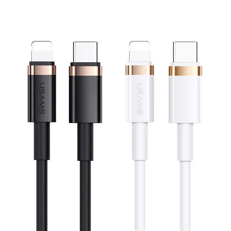 

Usams 2021 New PD 20W Fast Charging Cable 20W PD Charging Cable Aluminum Alloy 1.2M/2M 20w PD Date Cable For iphone Series, Black/white