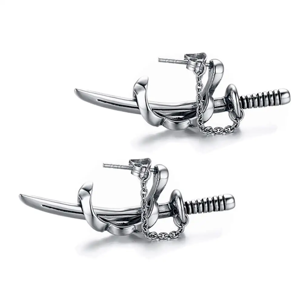 

Inox Vintage Punk Sword Jewelry Black Earrings For Men